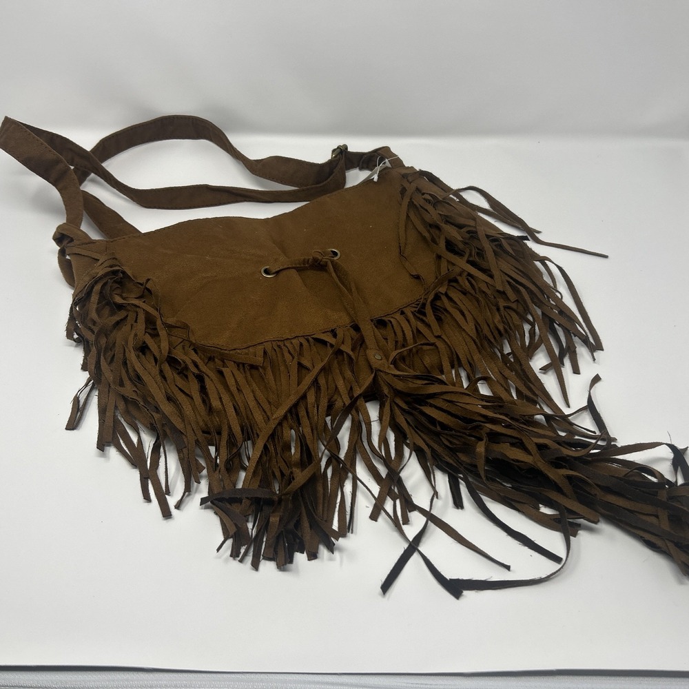 NWT H&M Brown Faux Suede Fringe Shoulder Bag Purse Boho Cowboy Chic
